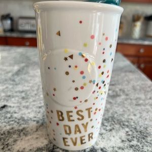 Starbucks Confetti " Best Day Ever" Double Wall Traveler, 12 Fl Oz
